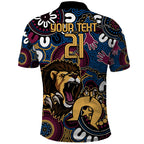 Custom Lions Football NAIDOC Week 2024 Polo Shirt Fire Burning Aboriginal Dots Art