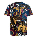 Custom Lions Football NAIDOC Week 2024 Rugby Jersey Fire Burning Aboriginal Dots Art
