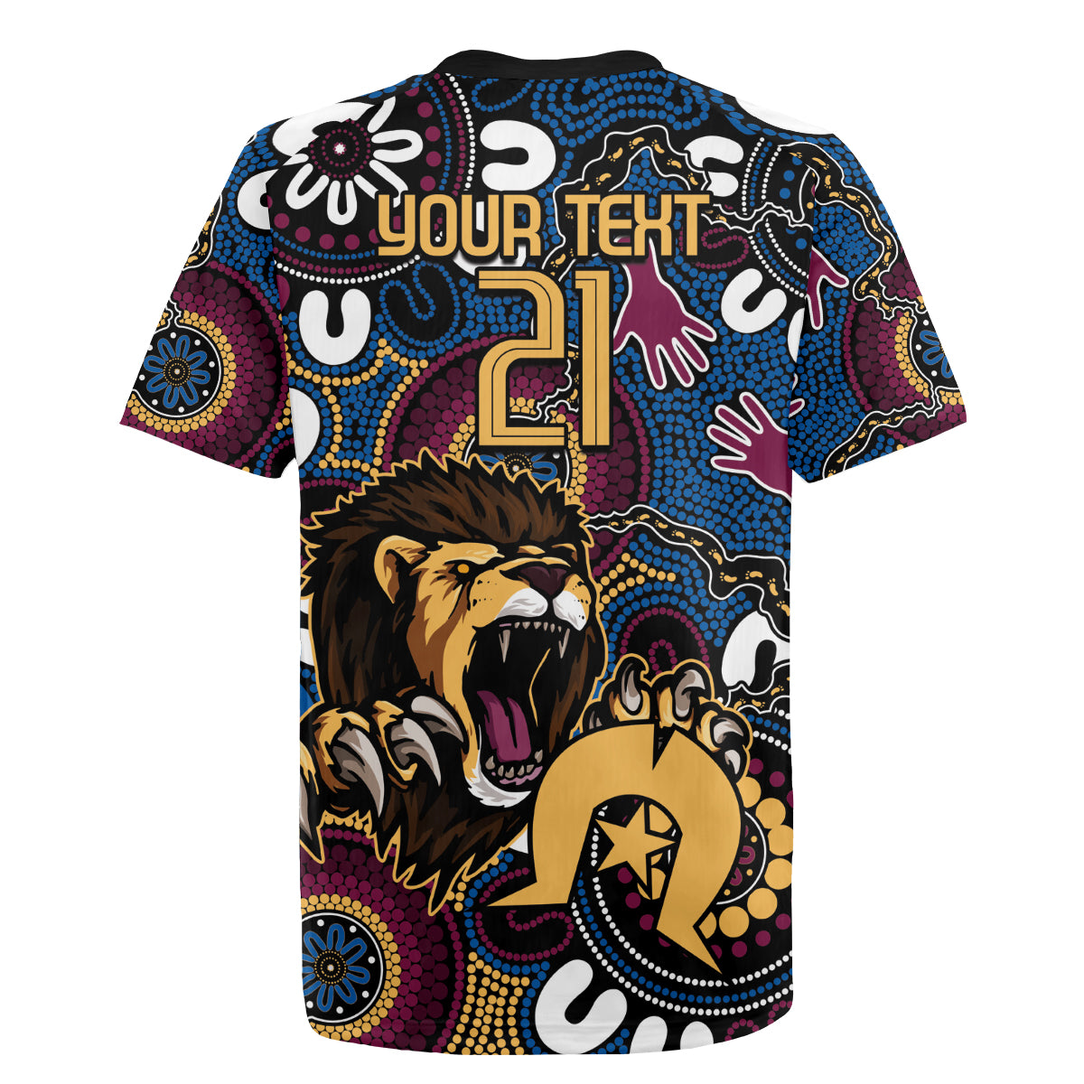 Custom Lions Football NAIDOC Week 2024 Rugby Jersey Fire Burning Aboriginal Dots Art