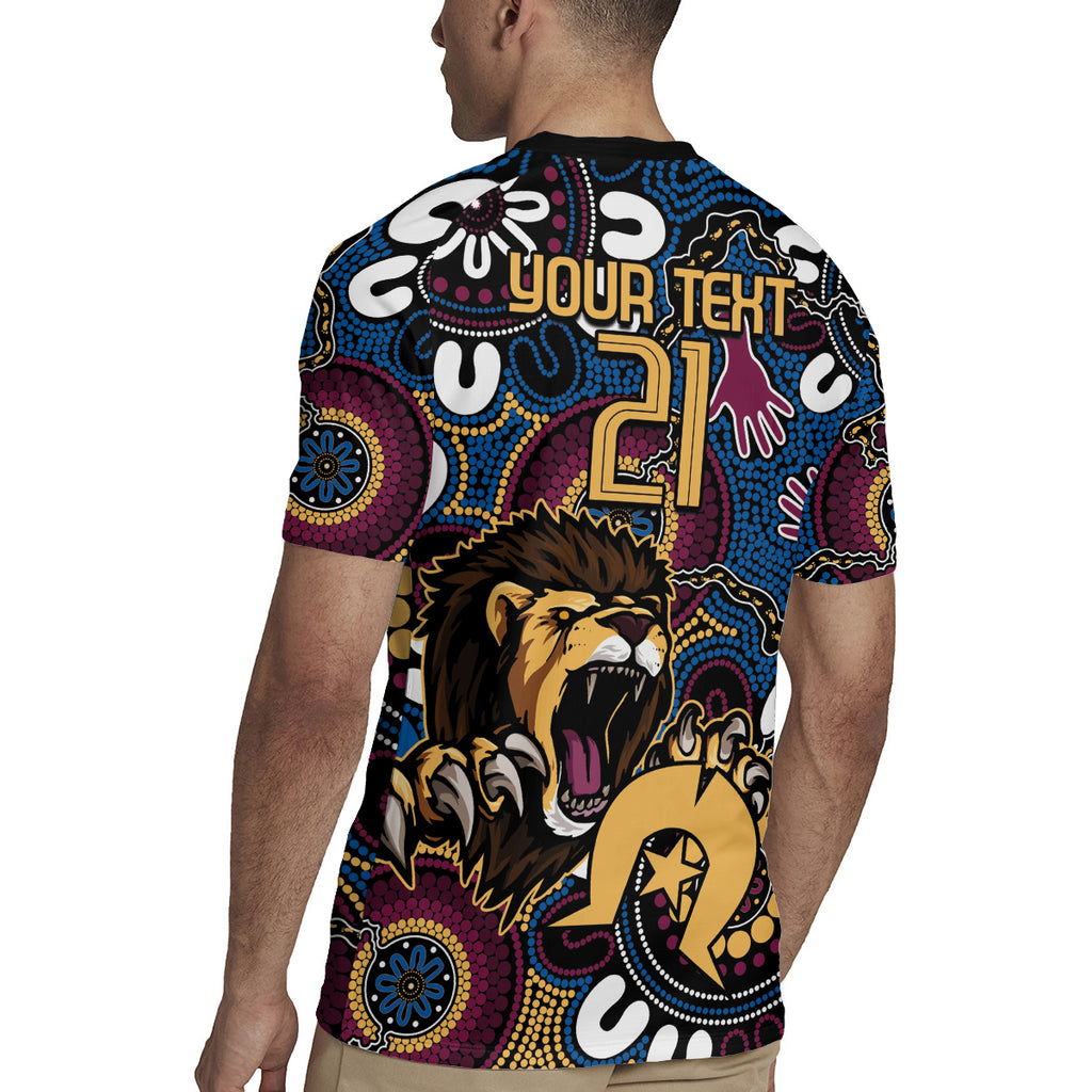 Custom Lions Football NAIDOC Week 2024 Rugby Jersey Fire Burning Aboriginal Dots Art