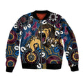 Custom Lions Football NAIDOC Week 2024 Sleeve Zip Bomber Jacket Fire Burning Aboriginal Dots Art