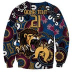 Custom Lions Football NAIDOC Week 2024 Sweatshirt Fire Burning Aboriginal Dots Art