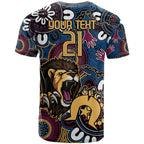 Custom Lions Football NAIDOC Week 2024 T Shirt Fire Burning Aboriginal Dots Art