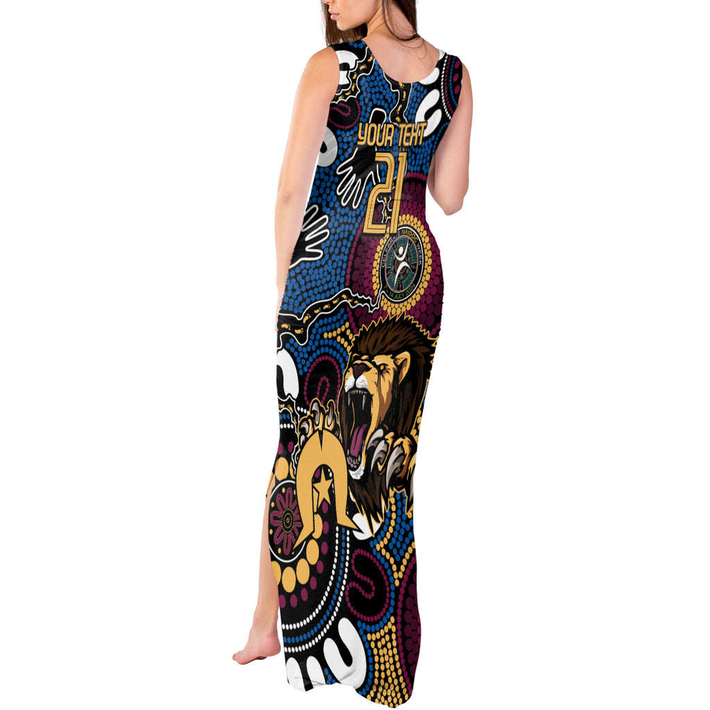 Custom Lions Football NAIDOC Week 2024 Tank Maxi Dress Fire Burning Aboriginal Dots Art