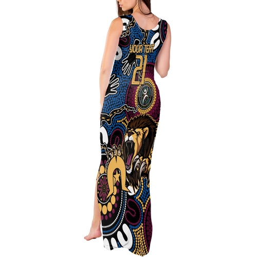 Custom Lions Football NAIDOC Week 2024 Tank Maxi Dress Fire Burning Aboriginal Dots Art