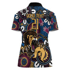 Custom Lions Football NAIDOC Week 2024 Women Polo Shirt Fire Burning Aboriginal Dots Art