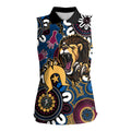 Custom Lions Football NAIDOC Week 2024 Women Sleeveless Polo Shirt Fire Burning Aboriginal Dots Art