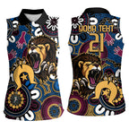 Custom Lions Football NAIDOC Week 2024 Women Sleeveless Polo Shirt Fire Burning Aboriginal Dots Art