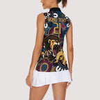 Custom Lions Football NAIDOC Week 2024 Women Sleeveless Polo Shirt Fire Burning Aboriginal Dots Art