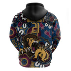 Custom Lions Football NAIDOC Week 2024 Zip Hoodie Fire Burning Aboriginal Dots Art