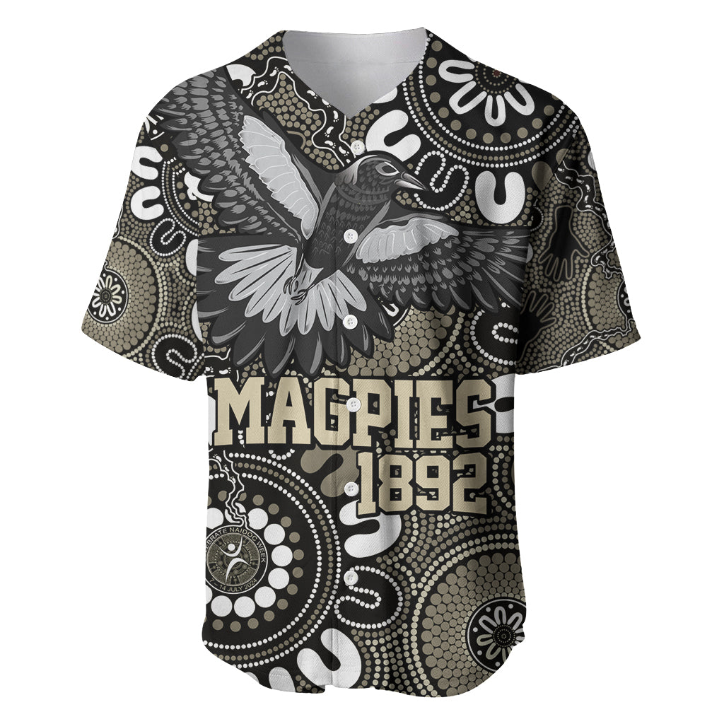 Custom Magpies NAIDOC Week 2024 Baseball Jersey Fire Burning Aboriginal Dots Art