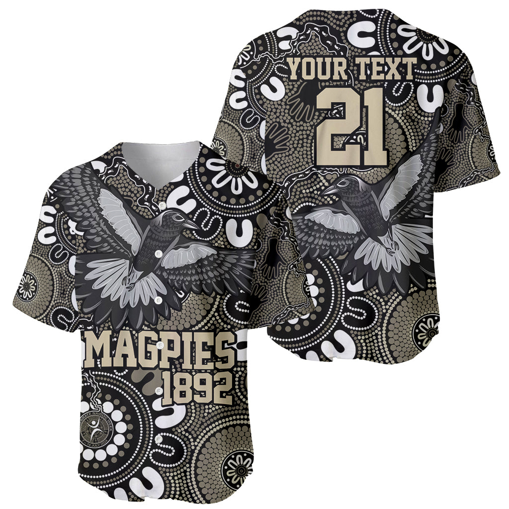 Custom Magpies NAIDOC Week 2024 Baseball Jersey Fire Burning Aboriginal Dots Art