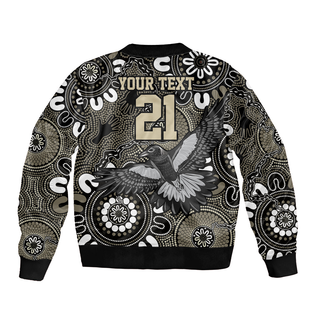 Custom Magpies NAIDOC Week 2024 Bomber Jacket Fire Burning Aboriginal Dots Art