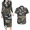 Custom Magpies NAIDOC Week 2024 Couples Matching Long Sleeve Bodycon Dress and Hawaiian Shirt Fire Burning Aboriginal Dots Art