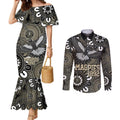 Custom Magpies NAIDOC Week 2024 Couples Matching Mermaid Dress and Long Sleeve Button Shirt Fire Burning Aboriginal Dots Art