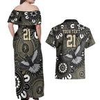 Custom Magpies NAIDOC Week 2024 Couples Matching Off Shoulder Maxi Dress and Hawaiian Shirt Fire Burning Aboriginal Dots Art