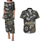 Custom Magpies NAIDOC Week 2024 Couples Matching Puletasi and Hawaiian Shirt Fire Burning Aboriginal Dots Art