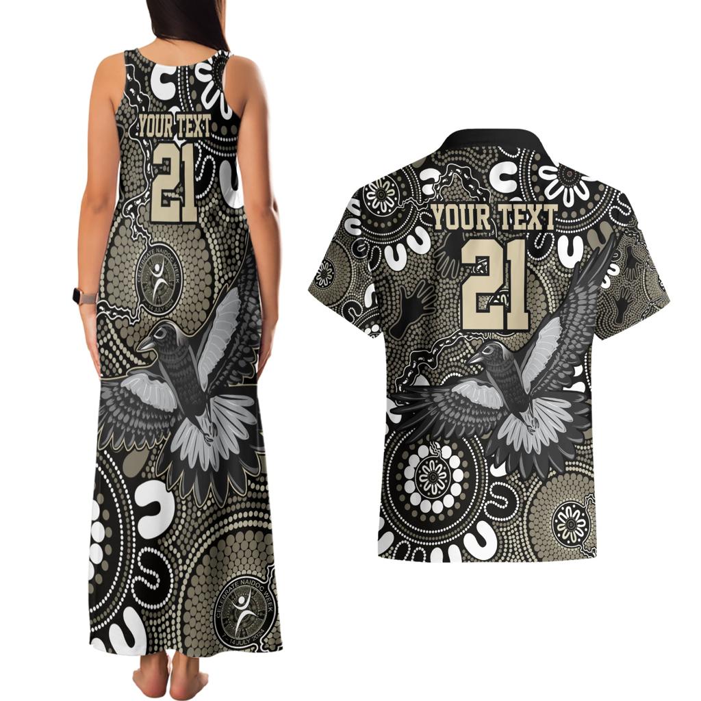 Custom Magpies NAIDOC Week 2024 Couples Matching Tank Maxi Dress and Hawaiian Shirt Fire Burning Aboriginal Dots Art