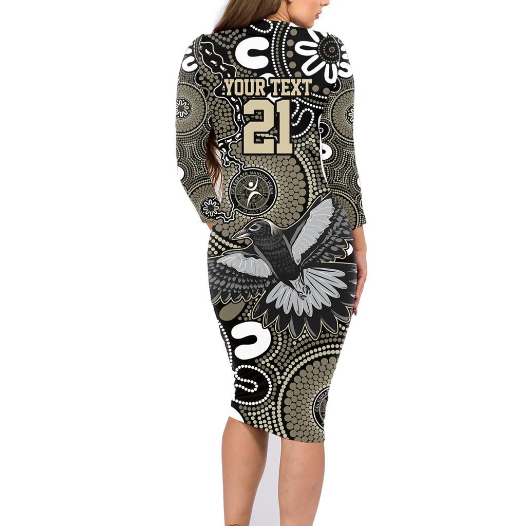 Custom Magpies NAIDOC Week 2024 Family Matching Long Sleeve Bodycon Dress and Hawaiian Shirt Fire Burning Aboriginal Dots Art