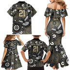 Custom Magpies NAIDOC Week 2024 Family Matching Mermaid Dress and Hawaiian Shirt Fire Burning Aboriginal Dots Art
