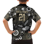 Custom Magpies NAIDOC Week 2024 Family Matching Off The Shoulder Long Sleeve Dress and Hawaiian Shirt Fire Burning Aboriginal Dots Art