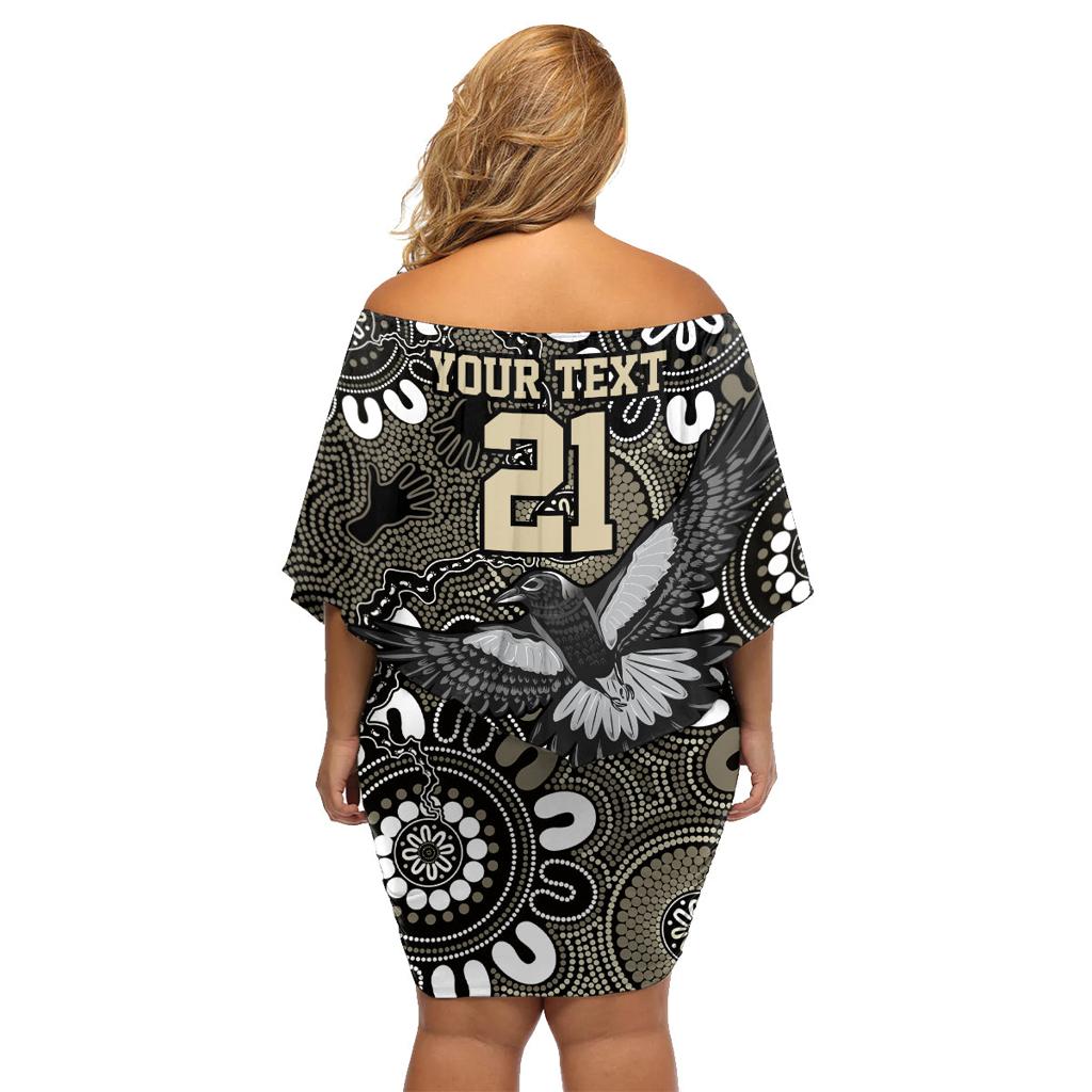 Custom Magpies NAIDOC Week 2024 Family Matching Off Shoulder Short Dress and Hawaiian Shirt Fire Burning Aboriginal Dots Art