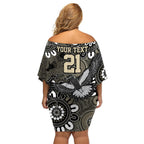 Custom Magpies NAIDOC Week 2024 Family Matching Off Shoulder Short Dress and Hawaiian Shirt Fire Burning Aboriginal Dots Art