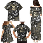 Custom Magpies NAIDOC Week 2024 Family Matching Puletasi and Hawaiian Shirt Fire Burning Aboriginal Dots Art