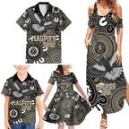 Custom Magpies NAIDOC Week 2024 Family Matching Summer Maxi Dress and Hawaiian Shirt Fire Burning Aboriginal Dots Art