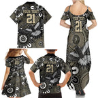 Custom Magpies NAIDOC Week 2024 Family Matching Summer Maxi Dress and Hawaiian Shirt Fire Burning Aboriginal Dots Art