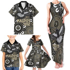 Custom Magpies NAIDOC Week 2024 Family Matching Tank Maxi Dress and Hawaiian Shirt Fire Burning Aboriginal Dots Art