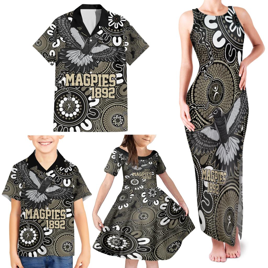 Custom Magpies NAIDOC Week 2024 Family Matching Tank Maxi Dress and Hawaiian Shirt Fire Burning Aboriginal Dots Art