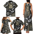 Custom Magpies NAIDOC Week 2024 Family Matching Tank Maxi Dress and Hawaiian Shirt Fire Burning Aboriginal Dots Art