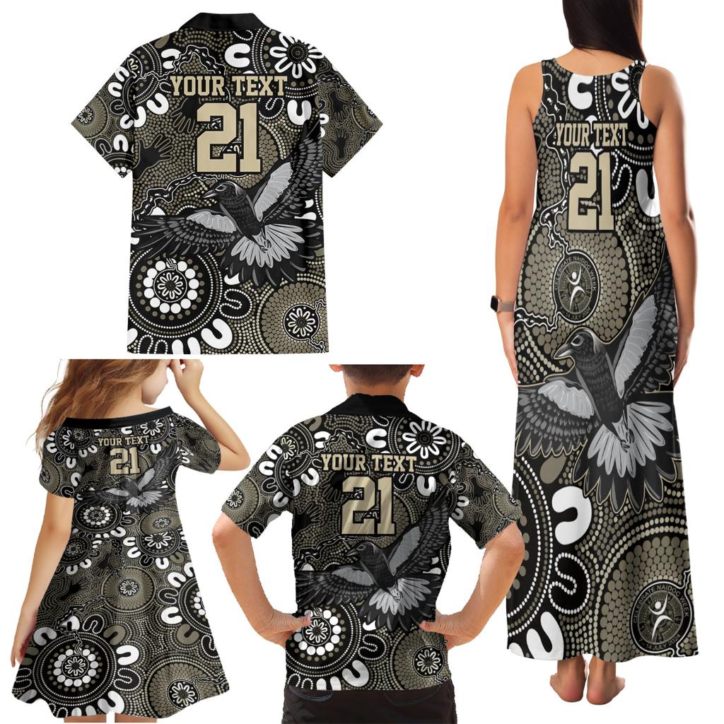 Custom Magpies NAIDOC Week 2024 Family Matching Tank Maxi Dress and Hawaiian Shirt Fire Burning Aboriginal Dots Art