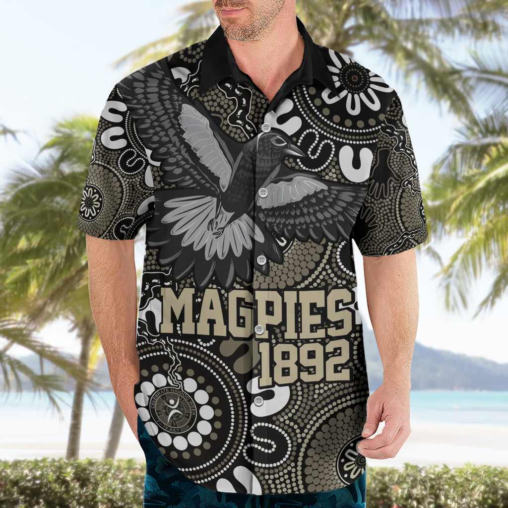 Custom Magpies NAIDOC Week 2024 Hawaiian Shirt Fire Burning Aboriginal Dots Art