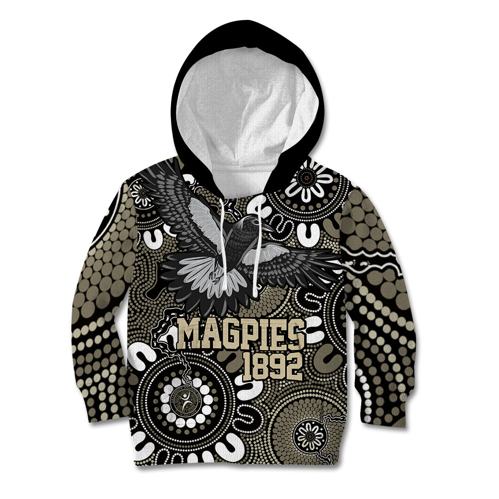 Custom Magpies NAIDOC Week 2024 Kid Hoodie Fire Burning Aboriginal Dots Art