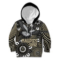 Custom Magpies NAIDOC Week 2024 Kid Hoodie Fire Burning Aboriginal Dots Art