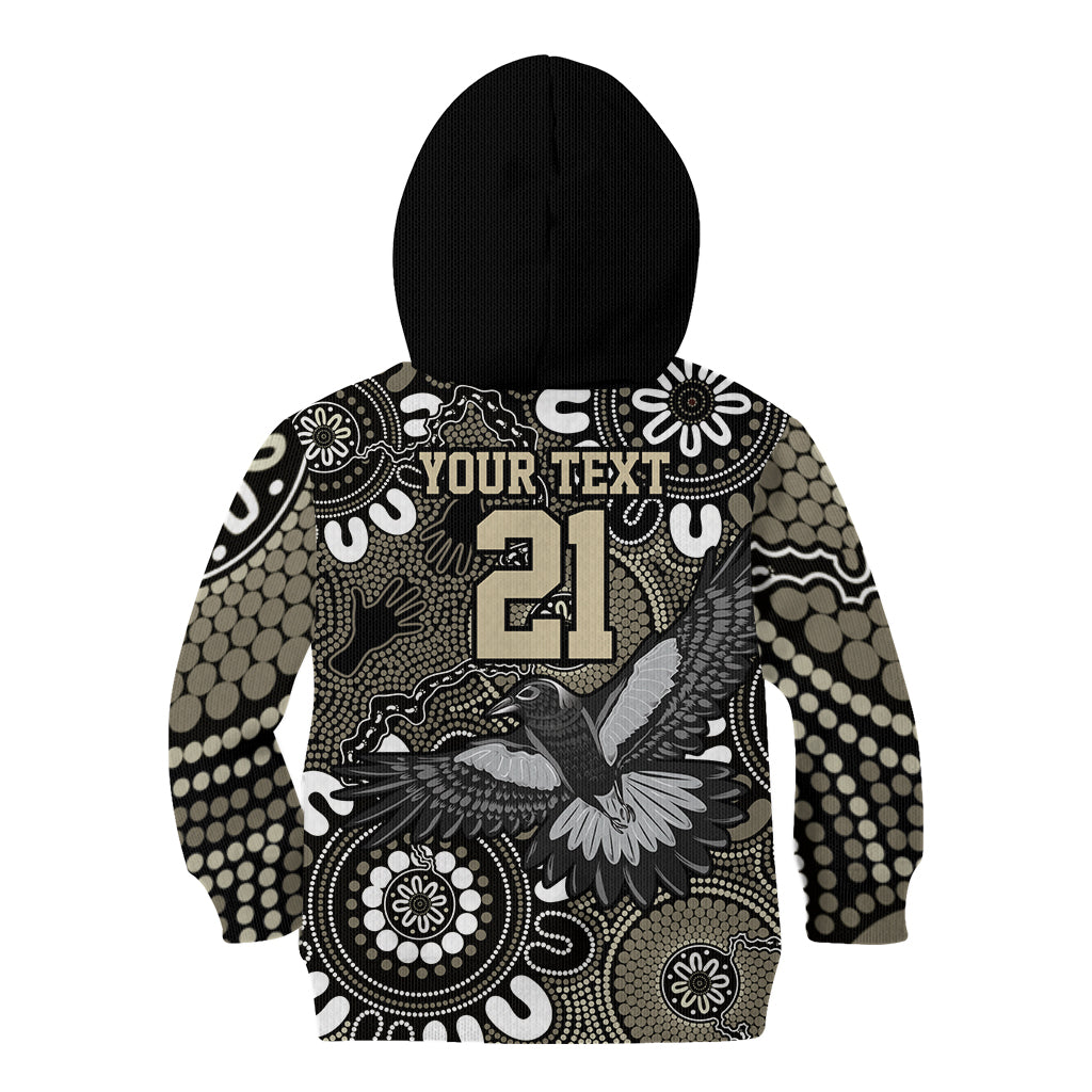Custom Magpies NAIDOC Week 2024 Kid Hoodie Fire Burning Aboriginal Dots Art