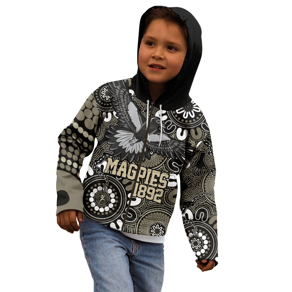 Custom Magpies NAIDOC Week 2024 Kid Hoodie Fire Burning Aboriginal Dots Art