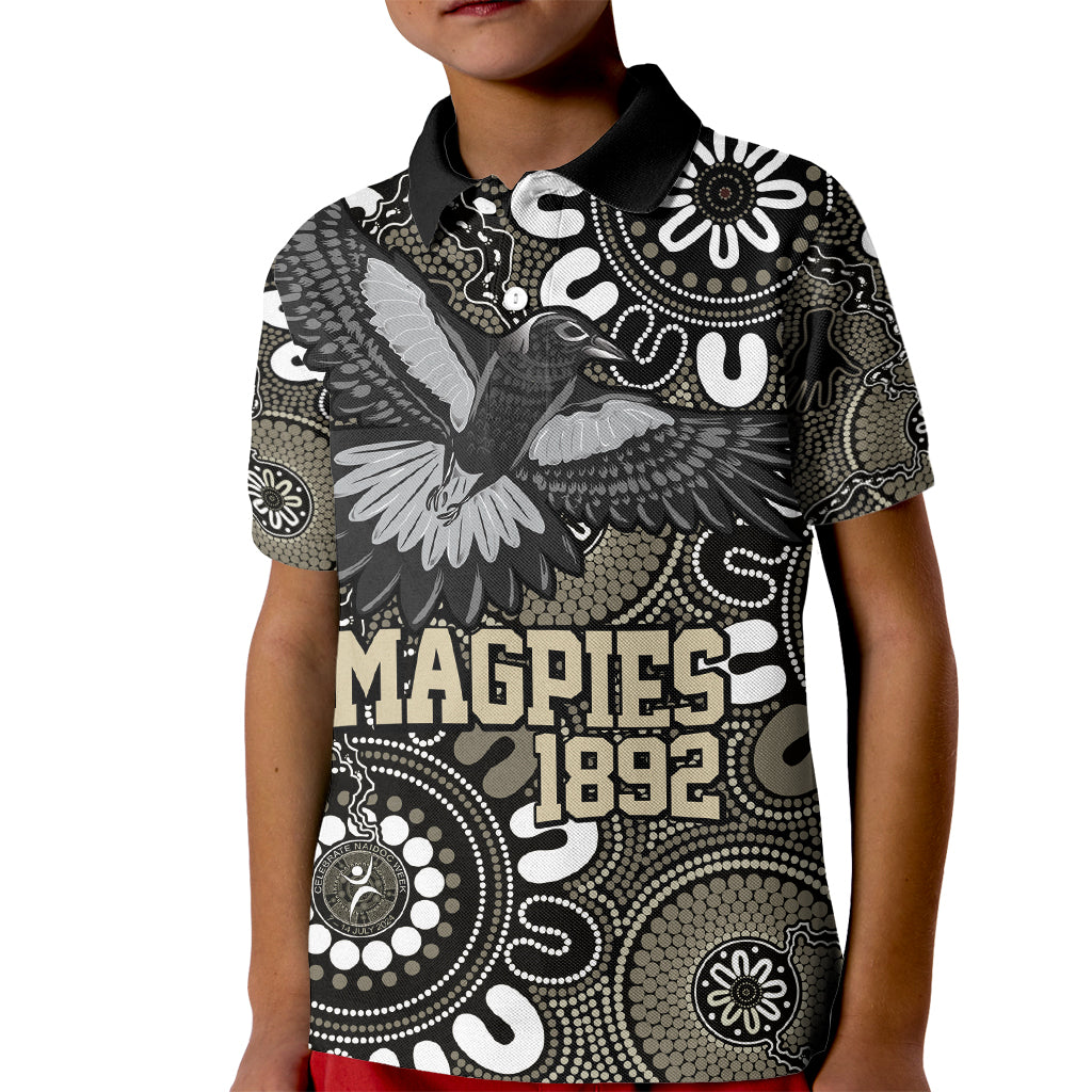 Custom Magpies NAIDOC Week 2024 Kid Polo Shirt Fire Burning Aboriginal Dots Art