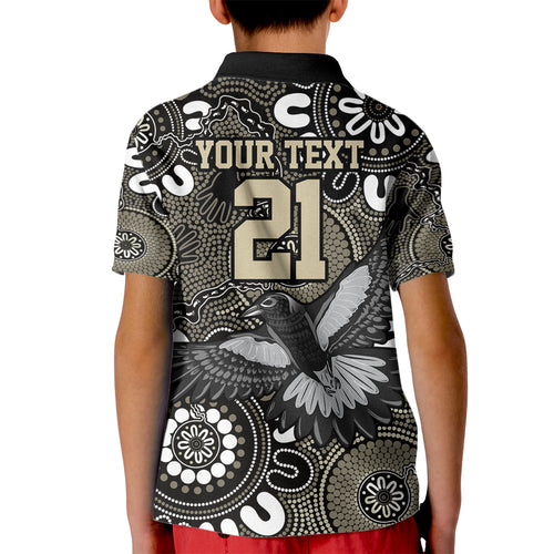 Custom Magpies NAIDOC Week 2024 Kid Polo Shirt Fire Burning Aboriginal Dots Art