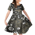 Custom Magpies NAIDOC Week 2024 Kid Short Sleeve Dress Fire Burning Aboriginal Dots Art