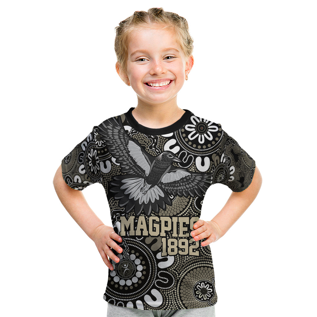 Custom Magpies NAIDOC Week 2024 Kid T Shirt Fire Burning Aboriginal Dots Art