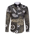 Custom Magpies NAIDOC Week 2024 Long Sleeve Button Shirt Fire Burning Aboriginal Dots Art