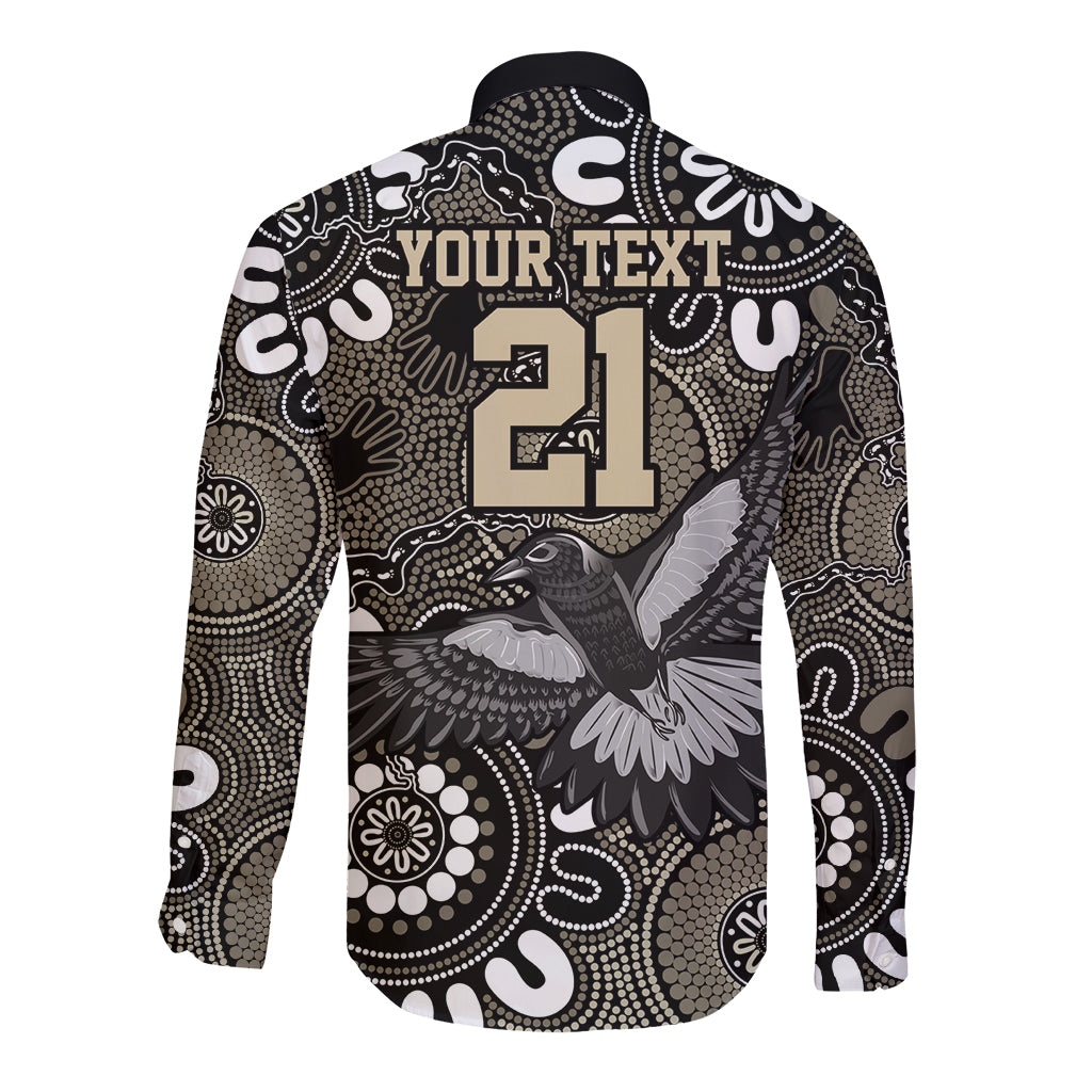 Custom Magpies NAIDOC Week 2024 Long Sleeve Button Shirt Fire Burning Aboriginal Dots Art