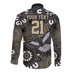 Custom Magpies NAIDOC Week 2024 Long Sleeve Button Shirt Fire Burning Aboriginal Dots Art