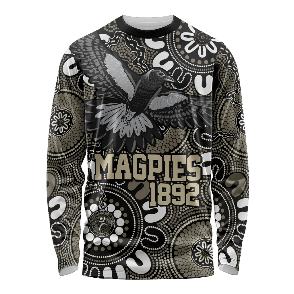 Custom Magpies NAIDOC Week 2024 Long Sleeve Shirt Fire Burning Aboriginal Dots Art