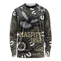 Custom Magpies NAIDOC Week 2024 Long Sleeve Shirt Fire Burning Aboriginal Dots Art