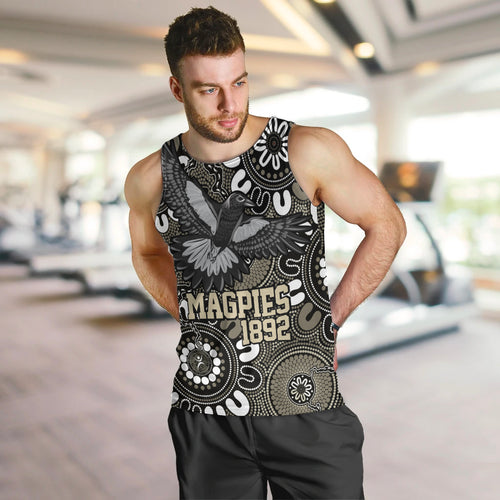 Custom Magpies NAIDOC Week 2024 Men Tank Top Fire Burning Aboriginal Dots Art