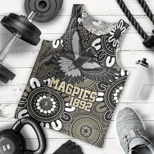 Custom Magpies NAIDOC Week 2024 Men Tank Top Fire Burning Aboriginal Dots Art